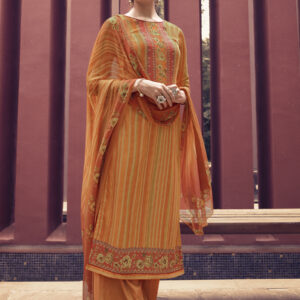 Stylee Lifestyle Orange Pashmina Printed Dress Material