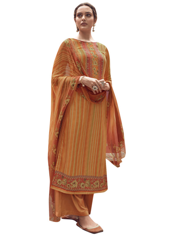 Stylee Lifestyle Orange Pashmina Printed Dress Material