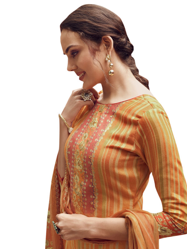 Stylee Lifestyle Orange Pashmina Printed Dress Material