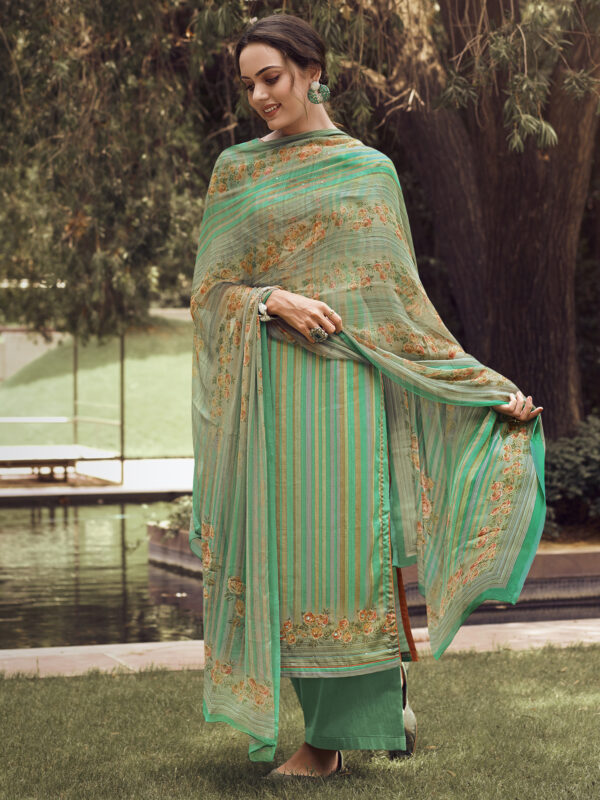 Stylee Lifestyle Green Pashmina Printed Dress Material