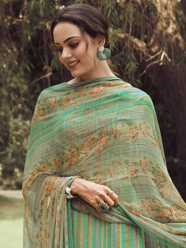 Stylee Lifestyle Green Pashmina Printed Dress Material