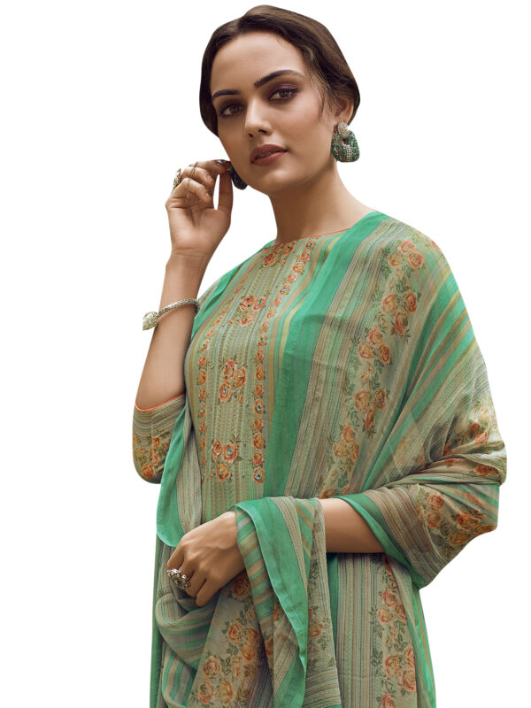 Stylee Lifestyle Green Pashmina Printed Dress Material