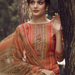 Stylee Lifestyle Peach Pashmina Printed Dress Material