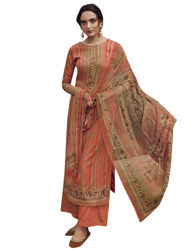 Stylee Lifestyle Peach Pashmina Printed Dress Material