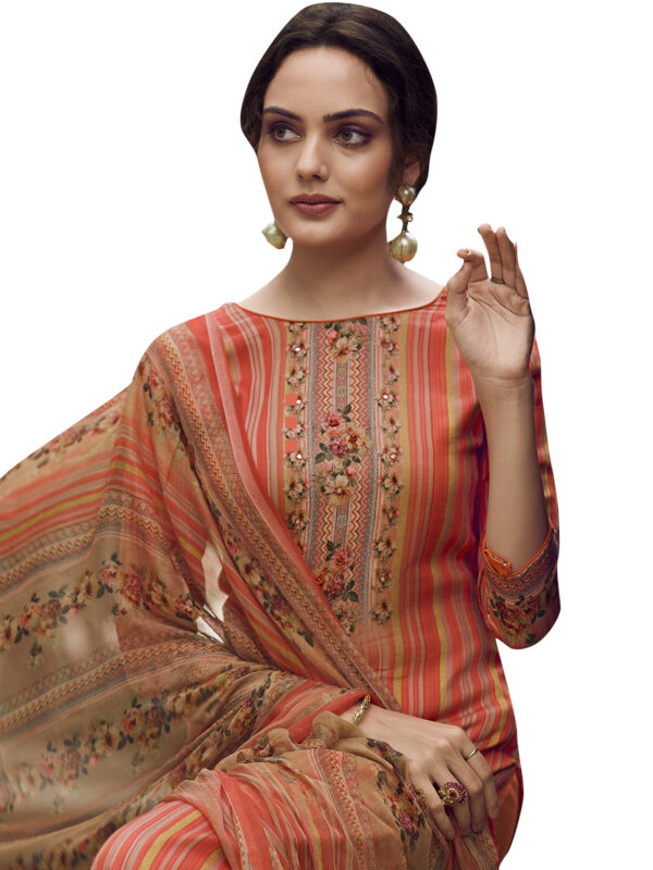 Stylee Lifestyle Peach Pashmina Printed Dress Material