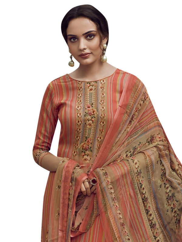 Stylee Lifestyle Peach Pashmina Printed Dress Material