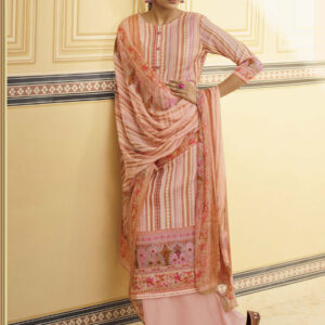 Stylee Lifestyle Peach Pashmina Printed Dress Material