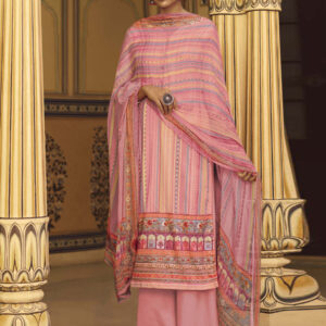 Stylee Lifestyle Pink Pashmina Printed Dress Material