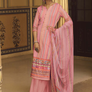 Stylee Lifestyle Pink Pashmina Printed Dress Material