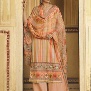 Stylee Lifestyle Peach Pashmina Printed Dress Material