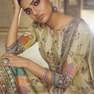 Stylee Lifestyle Green Pashmina Printed Dress Material