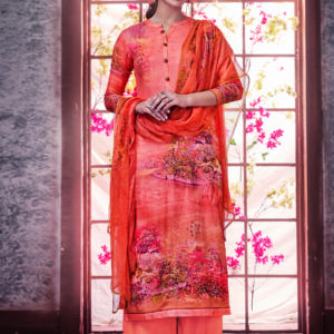 Stylee Lifestyle Orange Pashmina Printed Dress Material