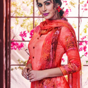 Stylee Lifestyle Orange Pashmina Printed Dress Material