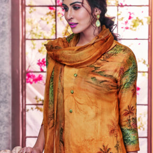 Stylee Lifestyle Yellow Pashmina Printed Dress Material