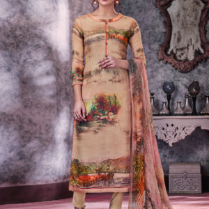 Stylee Lifestyle Beige Pashmina Printed Dress Material