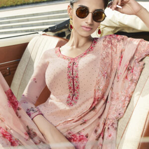 Stylee Lifestyle Pink Pure Georgette Embroidered Dress Material