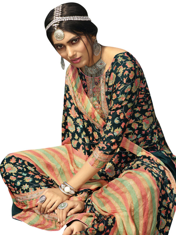 Stylee Lifestyle Green Pashmina Printed Dress Material