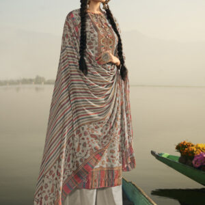 Stylee Lifestyle Grey Pashmina Printed Dress Material