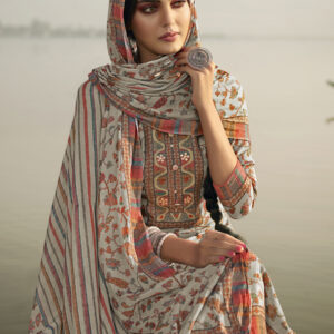 Stylee Lifestyle Grey Pashmina Printed Dress Material