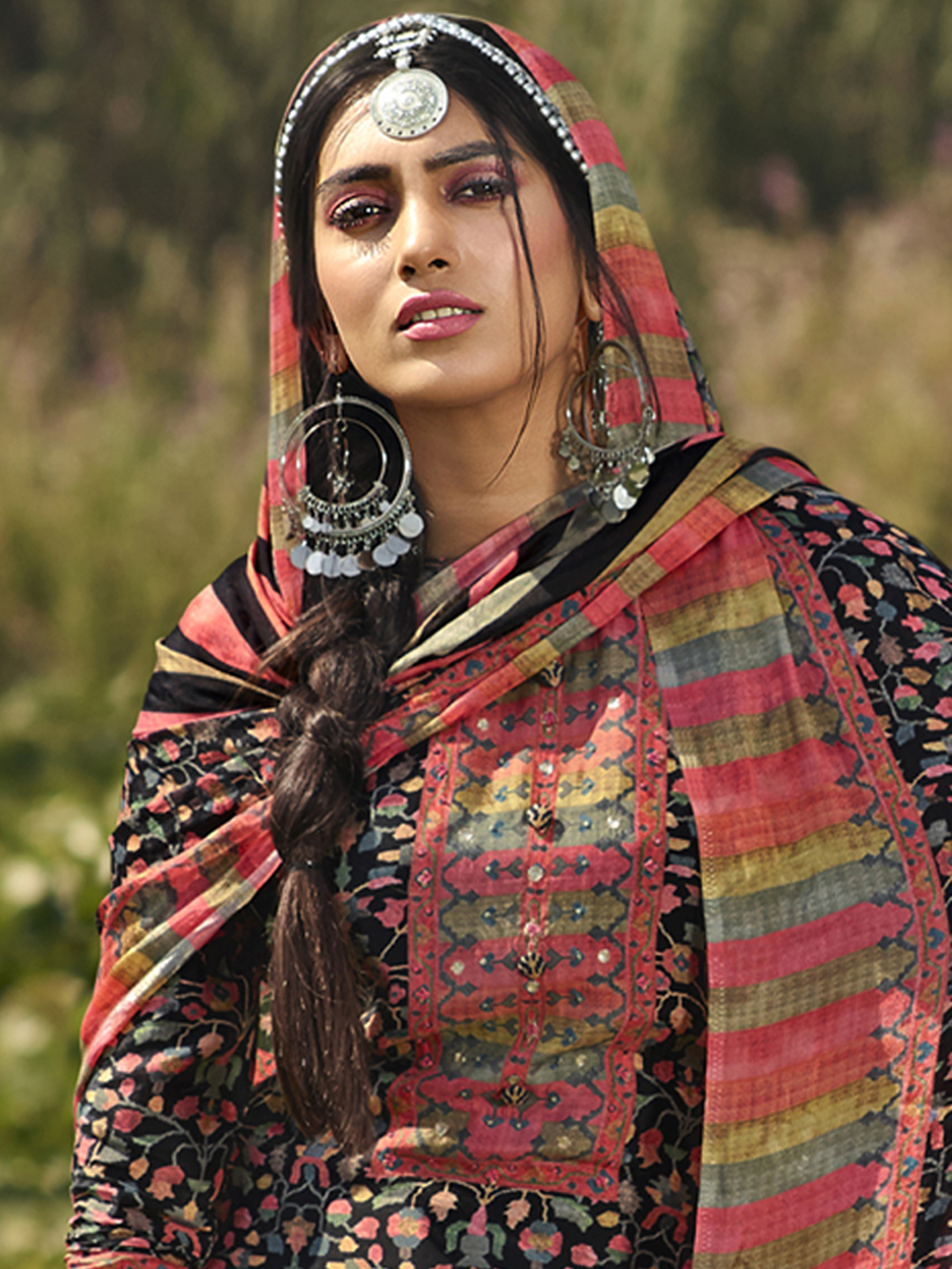 Black Pashmina Printed Dress Material – ElegantFashionWear.in