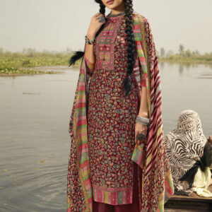 Stylee Lifestyle Maroon Pashmina Printed Dress Material