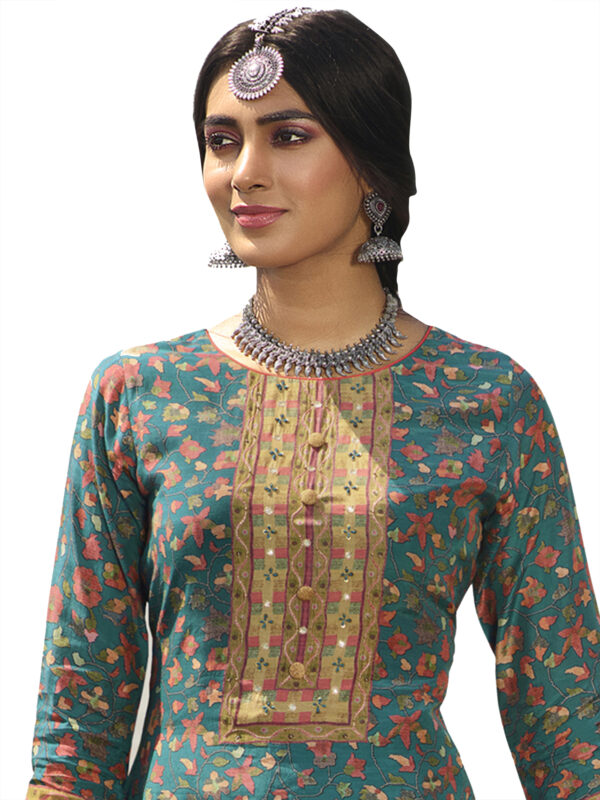 Stylee Lifestyle Turquoise Pashmina Printed Dress Material