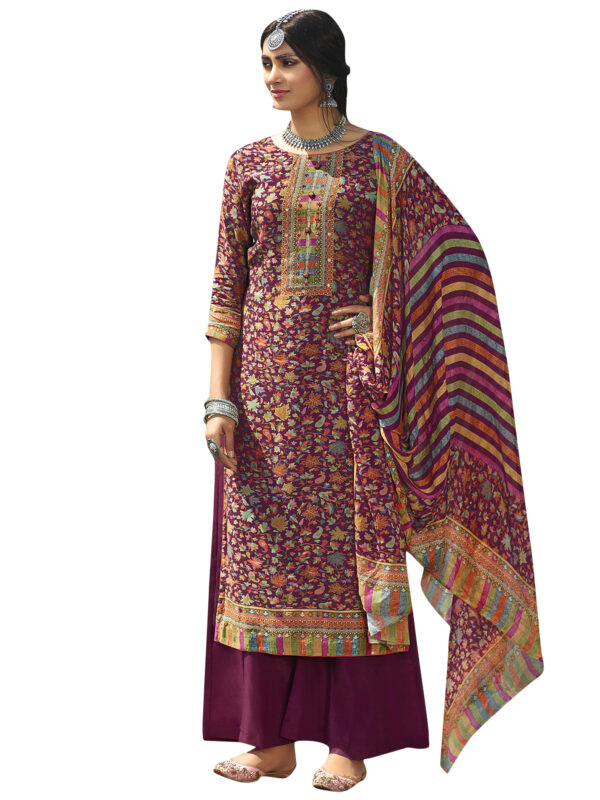 Stylee Lifestyle Purple Pashmina Printed Dress Material