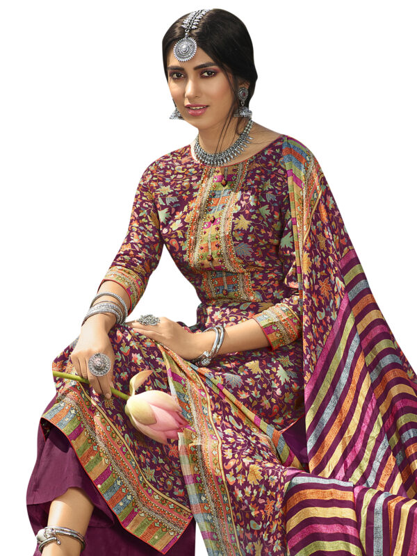 Stylee Lifestyle Purple Pashmina Printed Dress Material