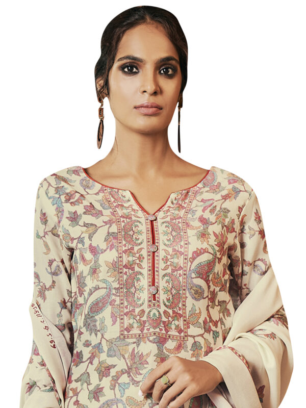 Stylee Lifestyle Cream Pashmina Printed Dress Material