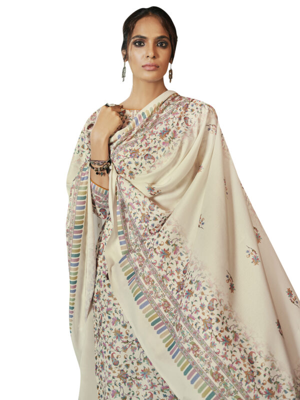 Stylee Lifestyle Cream Pashmina Printed Dress Material