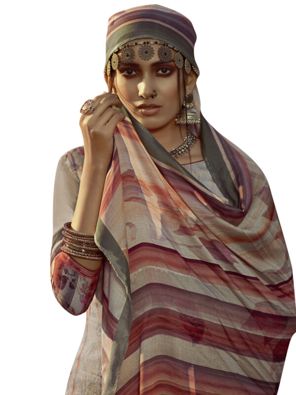 Stylee Lifestyle Grey Pure Pashmina Printed Dress Material