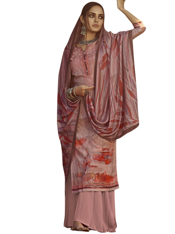 Stylee Lifestyle Pink Pure Pashmina Printed Dress Material