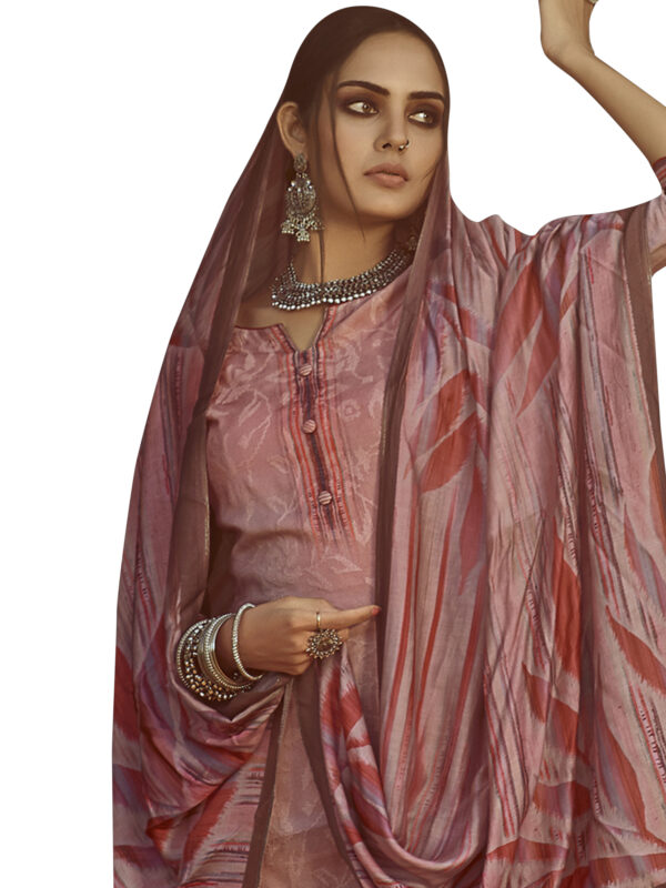 Stylee Lifestyle Pink Pure Pashmina Printed Dress Material