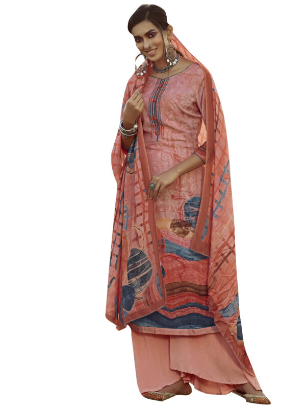 Stylee Lifestyle Peach Pure Pashmina Printed Dress Material