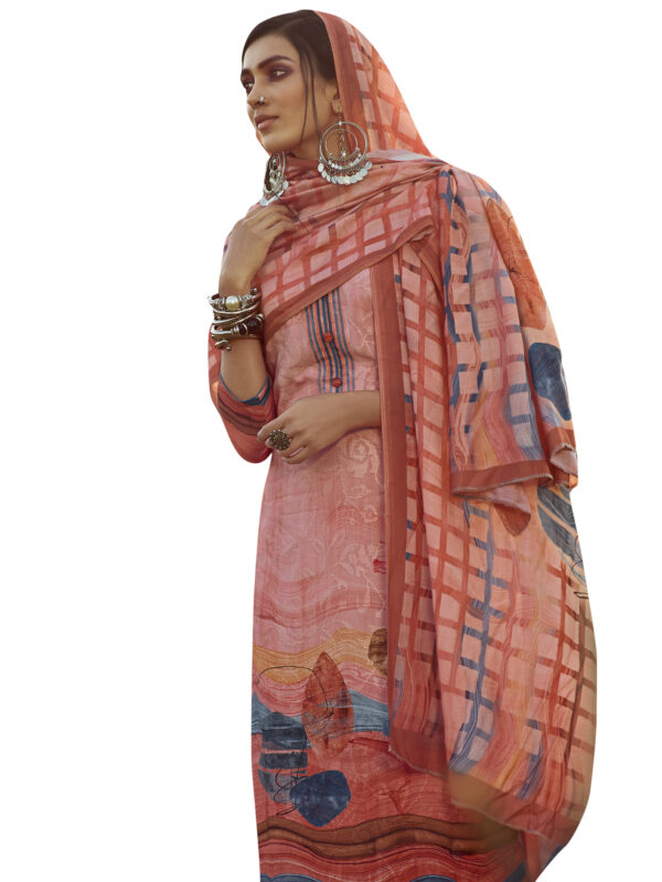 Stylee Lifestyle Peach Pure Pashmina Printed Dress Material