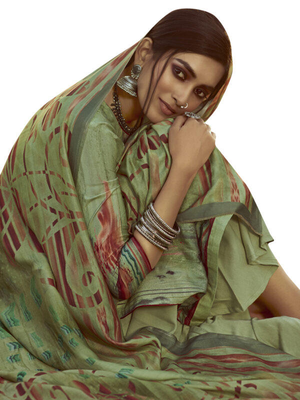 Stylee Lifestyle Green Pure Pashmina Printed Dress Material