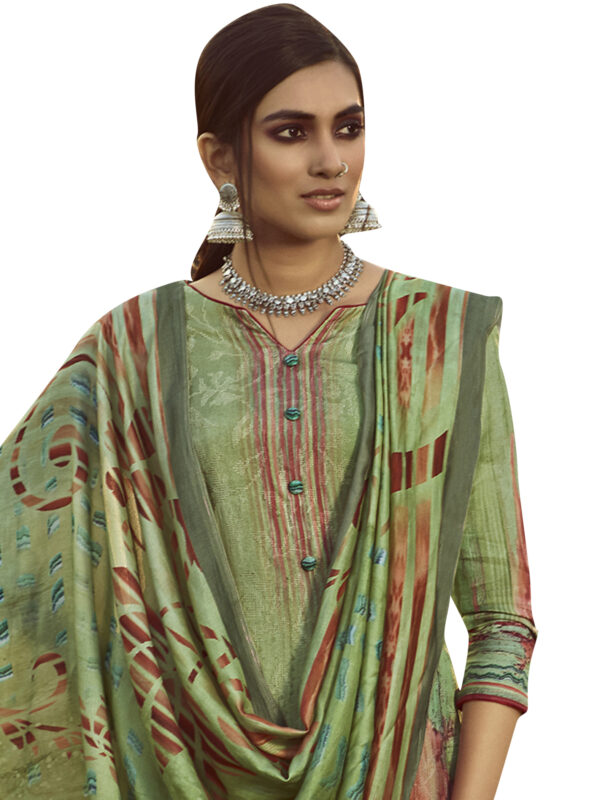 Stylee Lifestyle Green Pure Pashmina Printed Dress Material