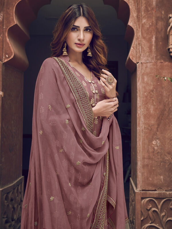 Stylee Lifestyle Pink Dola Silk Embroidered Dress Material