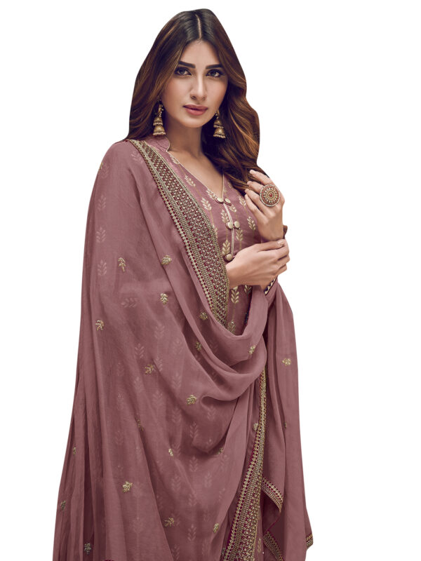 Stylee Lifestyle Pink Dola Silk Embroidered Dress Material
