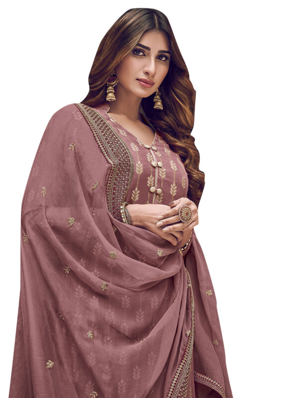 Stylee Lifestyle Pink Dola Silk Embroidered Dress Material