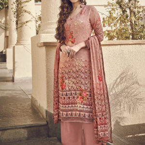 Stylee Lifestyle Peach Pure Silk Printed Dress Material