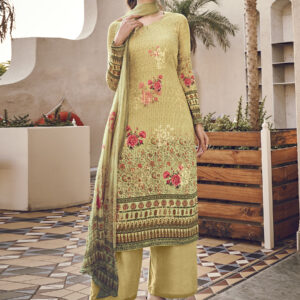 Stylee Lifestyle Gold Pure Silk Printed Dress Material