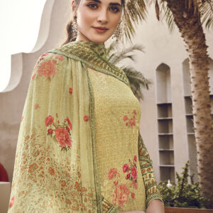 Stylee Lifestyle Gold Pure Silk Printed Dress Material