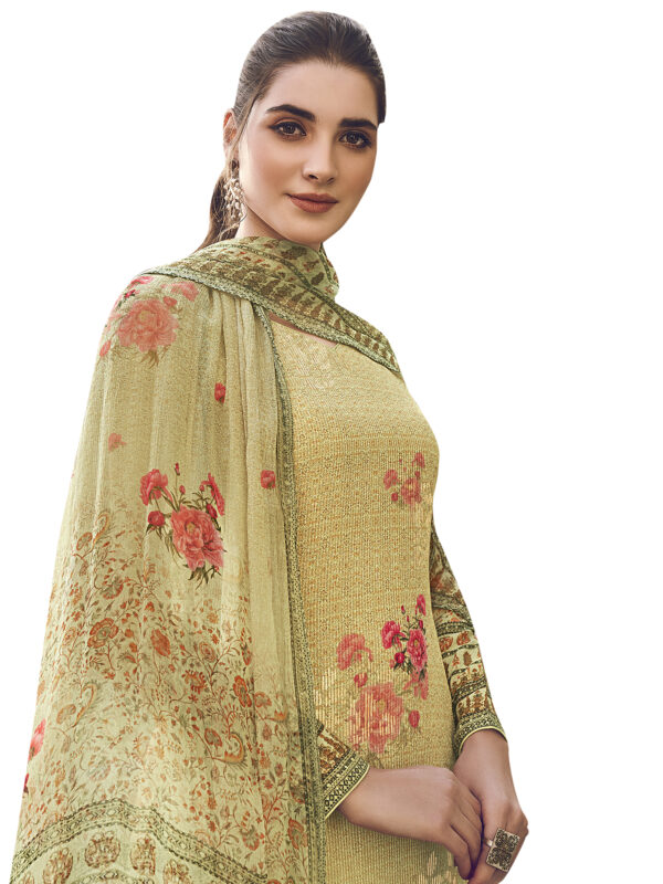 Stylee Lifestyle Gold Pure Silk Printed Dress Material