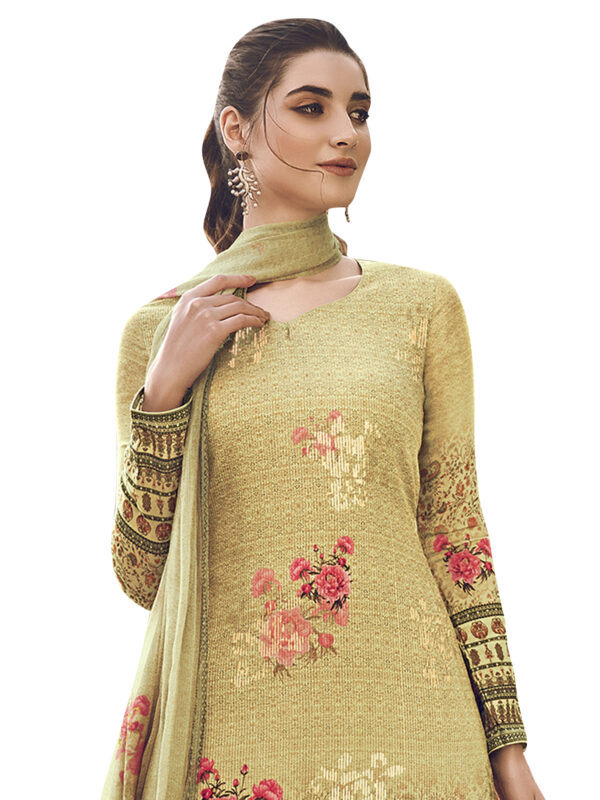 Stylee Lifestyle Gold Pure Silk Printed Dress Material