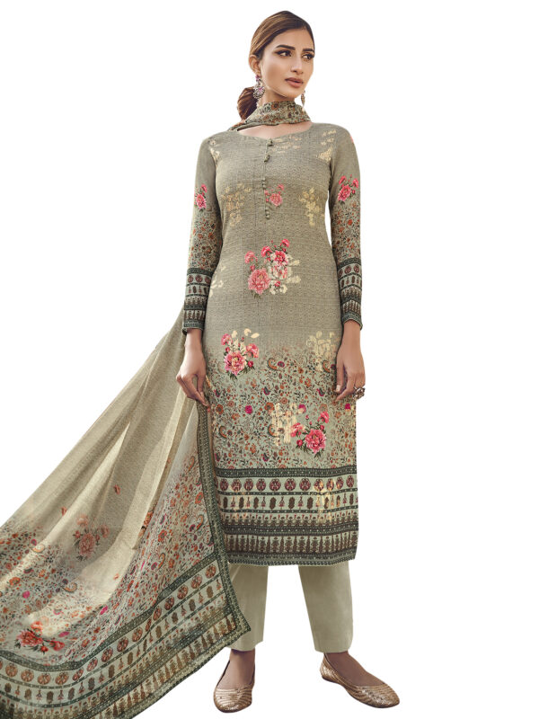 Stylee Lifestyle Green Pure Silk Printed Dress Material