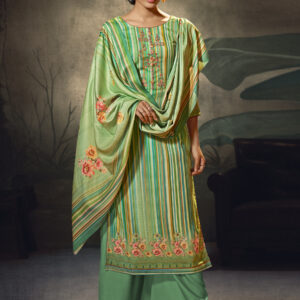 Stylee Lifestyle Green Pashmina Printed Dress Material