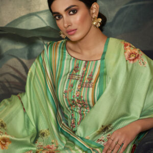 Stylee Lifestyle Green Pashmina Printed Dress Material