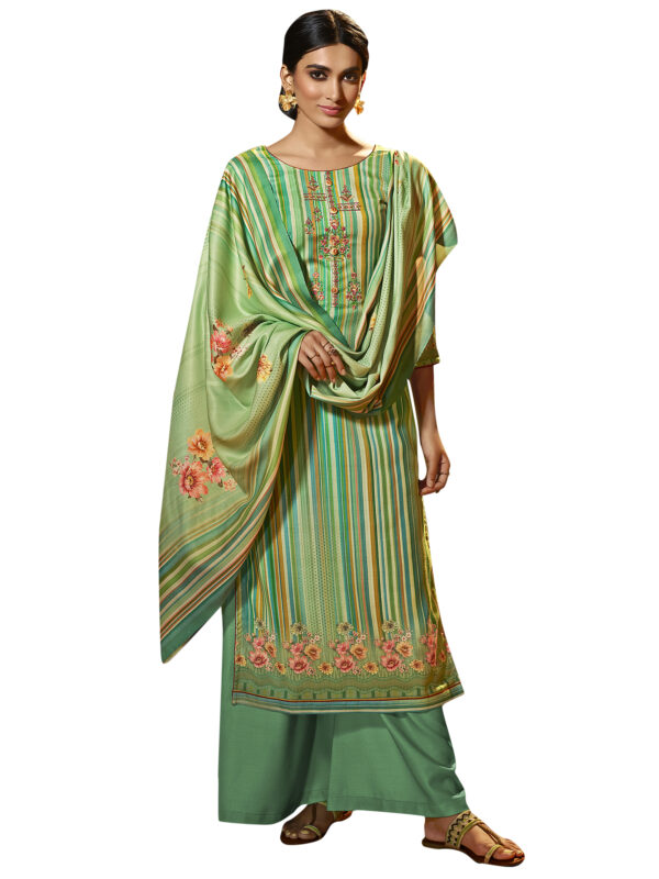 Stylee Lifestyle Green Pashmina Printed Dress Material