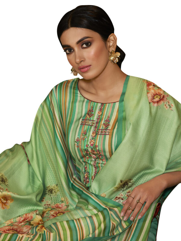 Stylee Lifestyle Green Pashmina Printed Dress Material